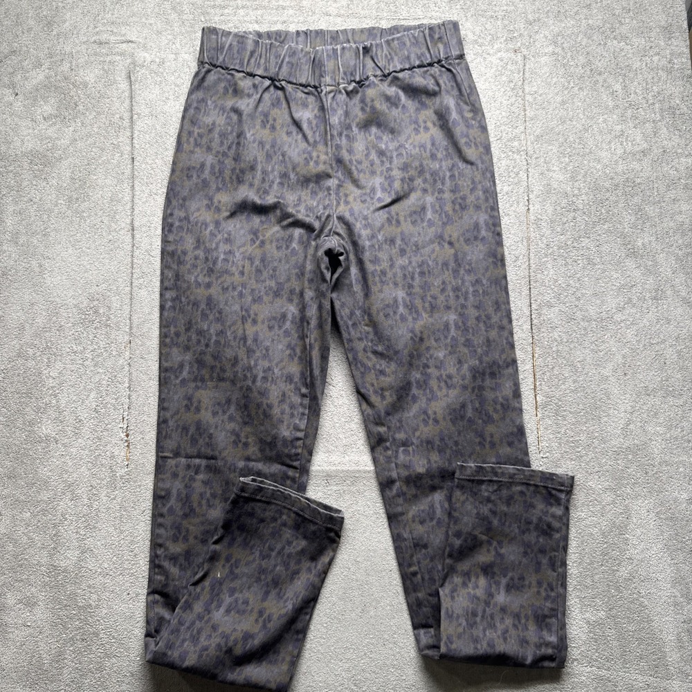 Soft Surroundings Women's Gray Leopard Print Pull-On Pants Medium Stretch